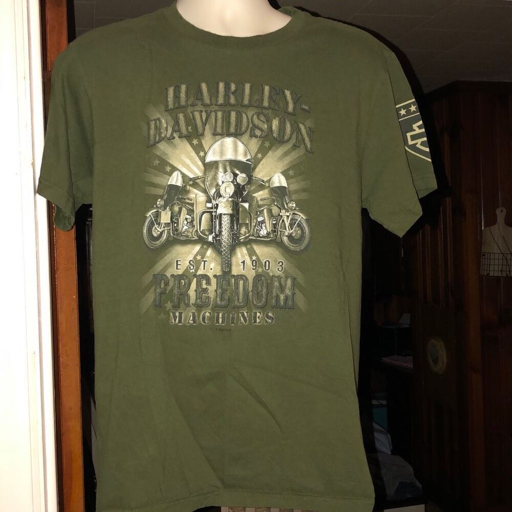 Harley Davidson Army Green Cox’s Rock Hill SC short sleeve T-Shirt Size Medium